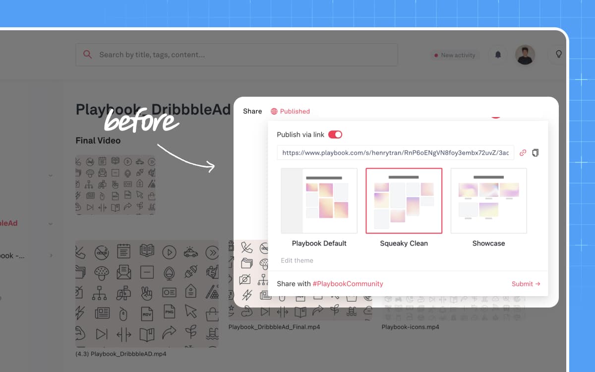 Before of share & publish